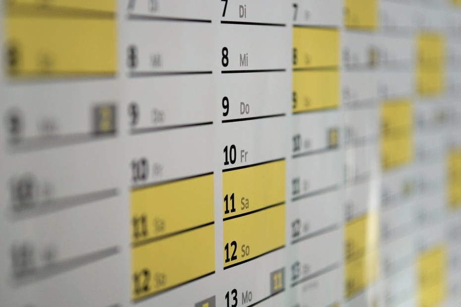 theatre production schedule calendar graphic